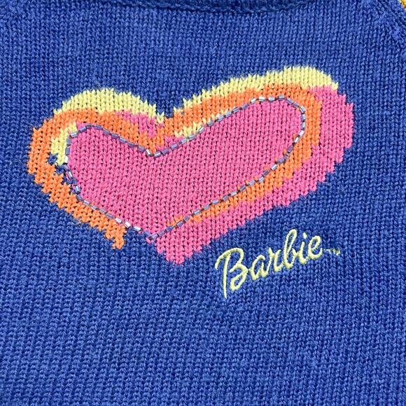 Vintage Y2K Barbie Avenue 2002 Cropped Rainbow Heart Knit Sweater Beaded Kidcore - Picture 3 of 6